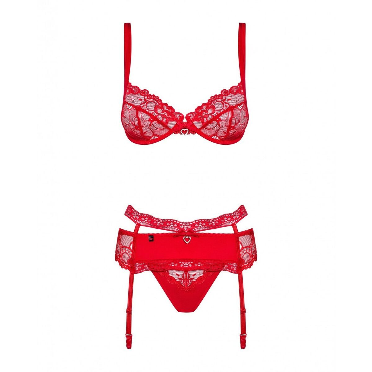 Set med underkläder Obsessive Heartina Röd S/M
